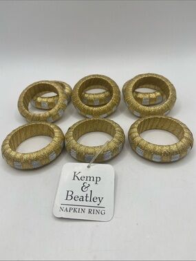 Kemp & Beatley Glittery Gold and Silver Ribbon Napkin Rings Holder Set of 9 New